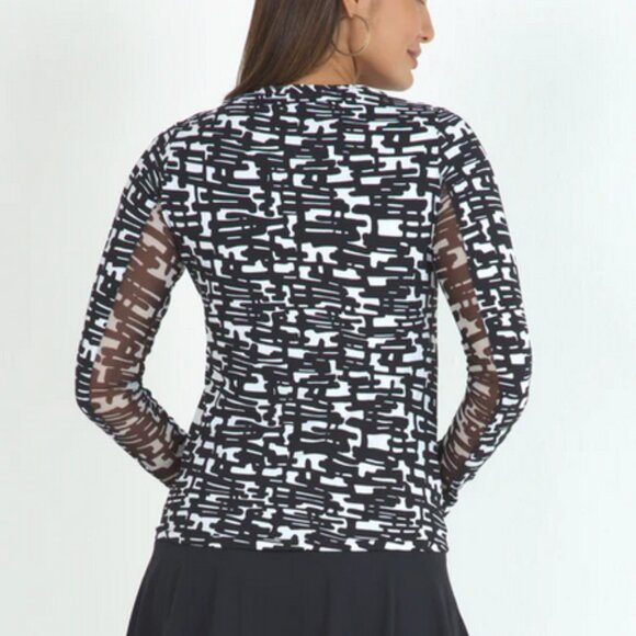 IBKUL Juno Long Sleeve Crew Neck Black White GOLF NWT - Picture 2 of 13